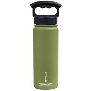 V18006ol0 18 Oz Olive Green Vacuum Insulated Bottle - 3 Finger Grip Lid