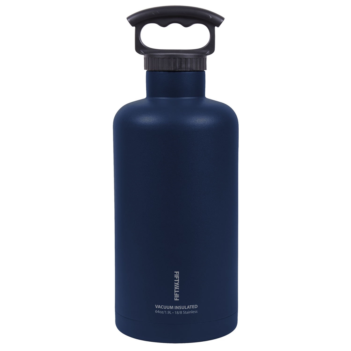 V65001nb0 64 Oz Double-wall Vacuum-insulated Growlers With 3 Finger Grip Cap, Navy Blue