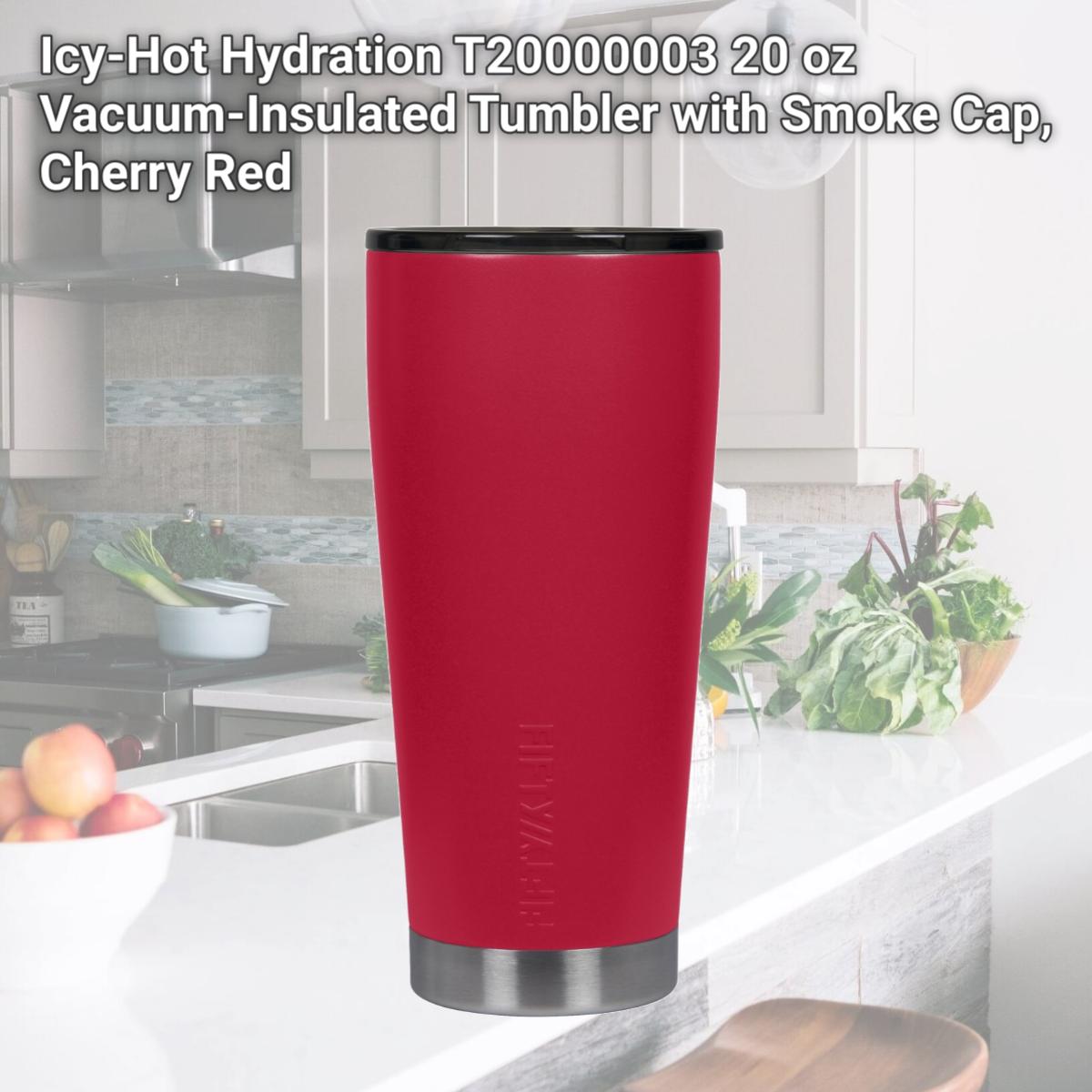 Picture of Icy-Hot Hydration T20000003 20 oz Vacuum-Insulated Tumbler with Smoke Cap, Cherry Red