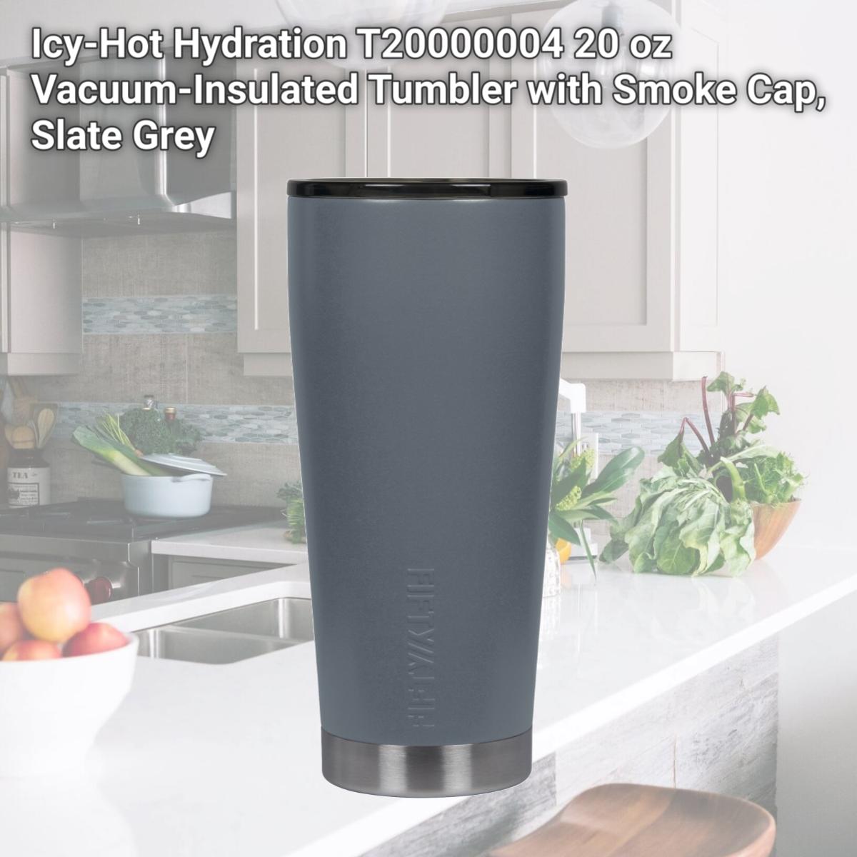 Picture of Icy-Hot Hydration T20000004 20 oz Vacuum-Insulated Tumbler with Smoke Cap, Slate Grey