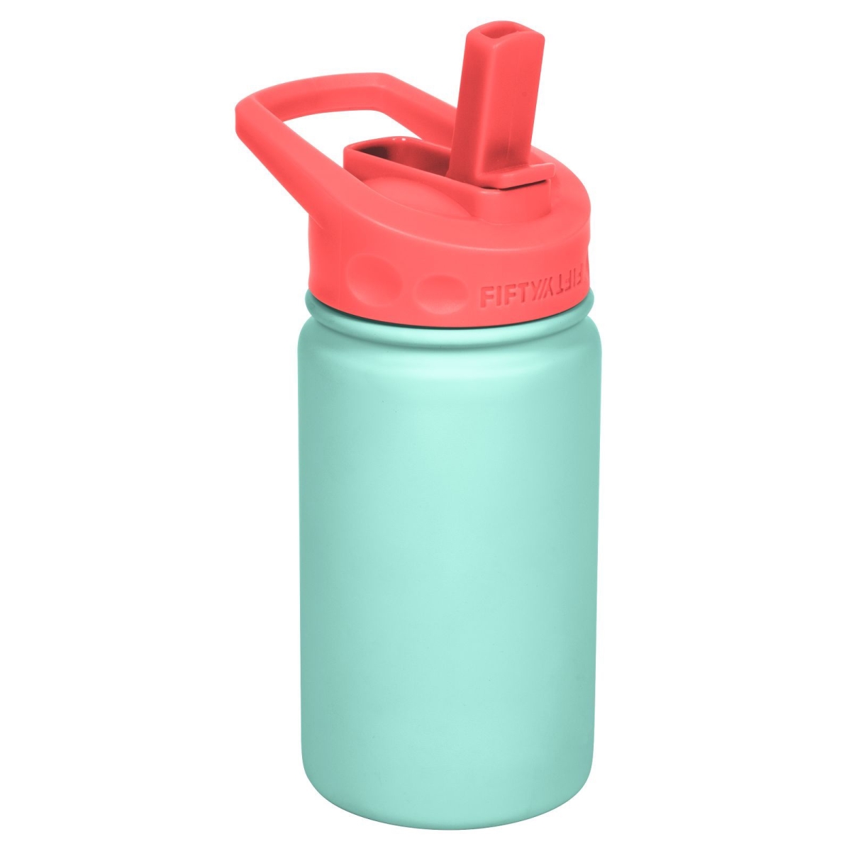 K12000008 12 Oz Double-wall Vacuum-insulated Bottles With Straw Caps Cool Mint & Coral