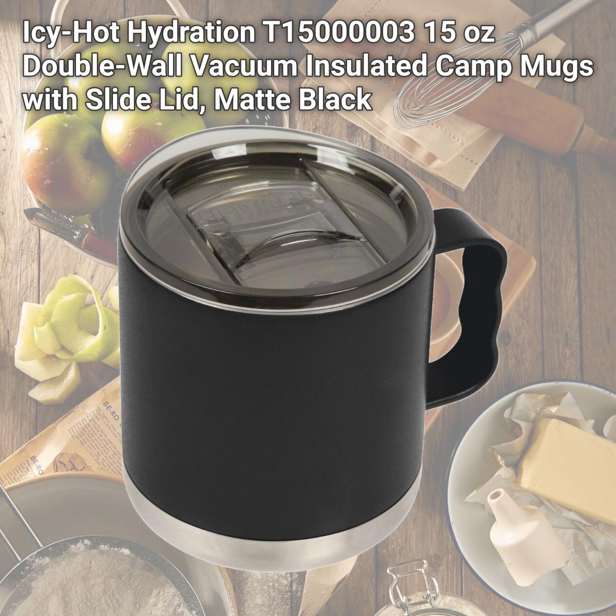 Picture of Icy-Hot Hydration T15000003 15 oz Double-Wall Vacuum Insulated Camp Mugs with Slide Lid, Matte Black