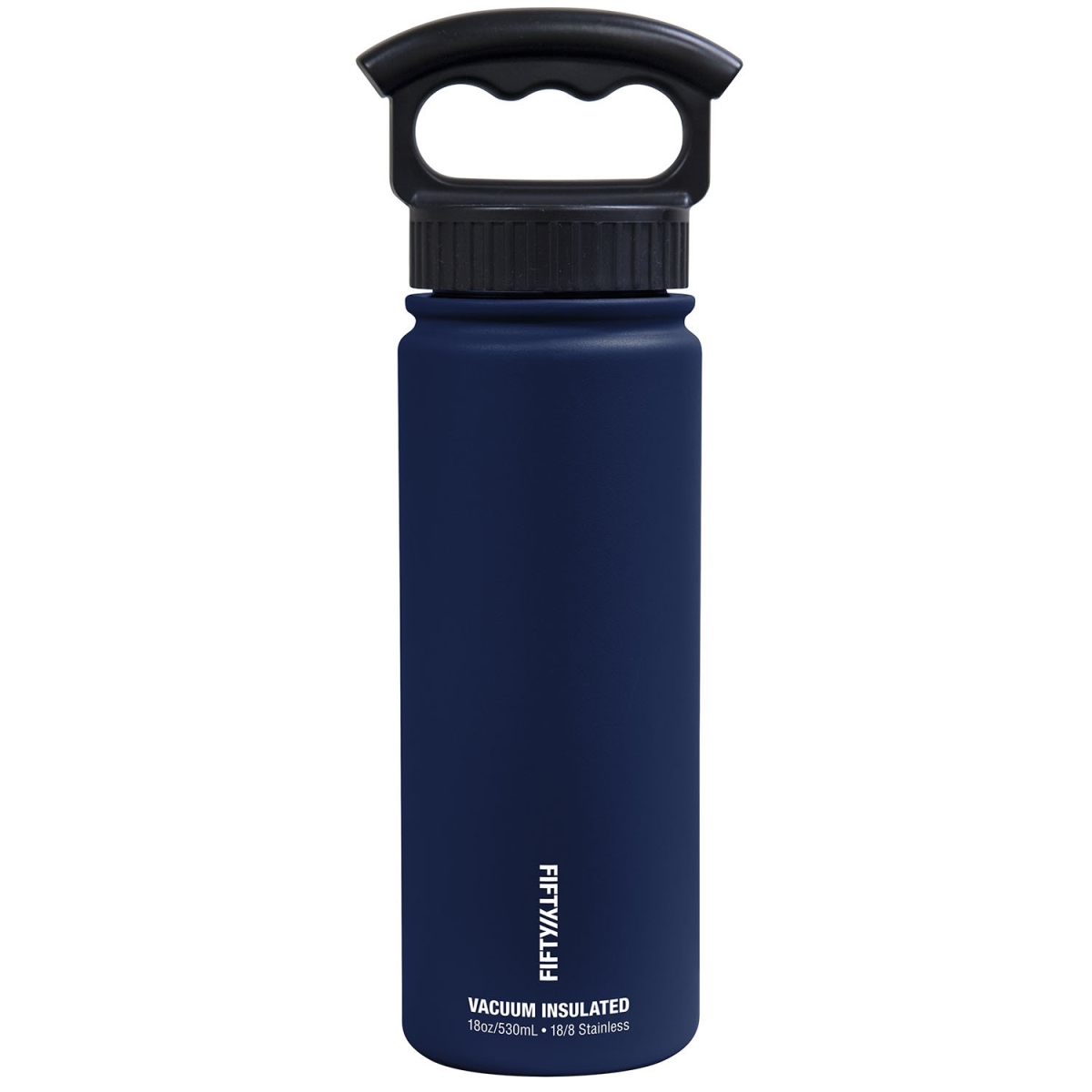 V18006nb0 18 Oz Double-wall Vacuum-insulated Bottles With 3 Finger Grip Cap, Navy Blue