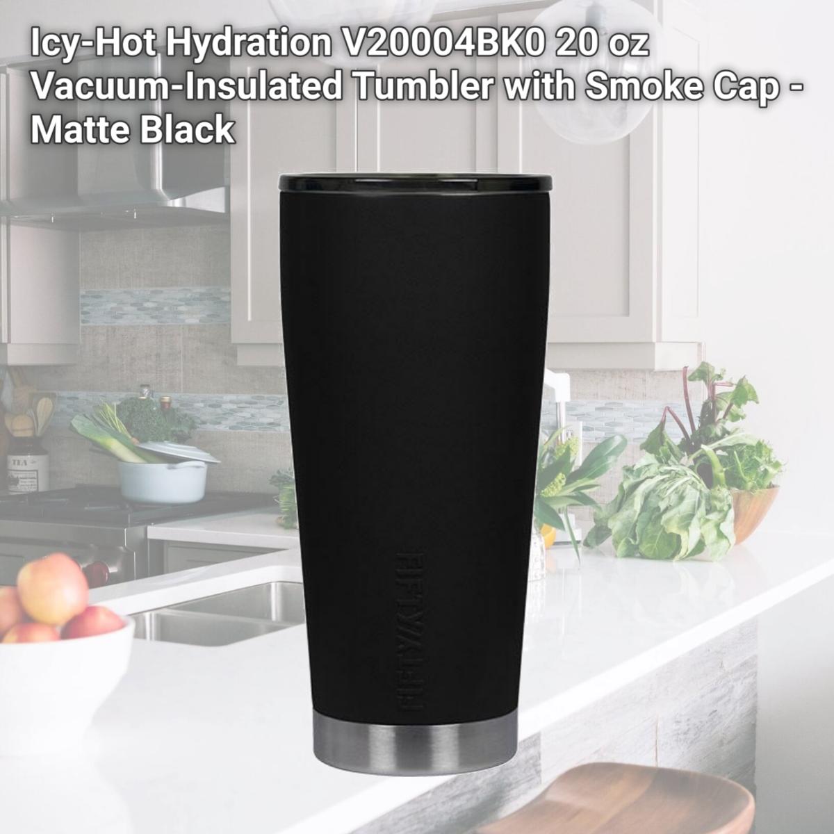 Picture of Icy-Hot Hydration V20004BK0 20 oz Vacuum-Insulated Tumbler with Smoke Cap - Matte Black
