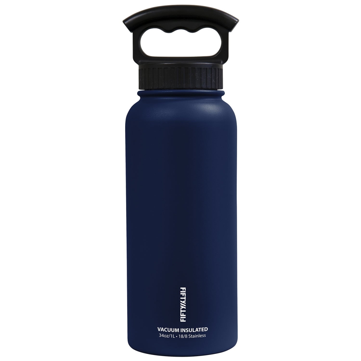 V34001nb0 34 Oz Double-wall Vacuum-insulated Bottles With 3 Finger Grip Cap, Navy Blue