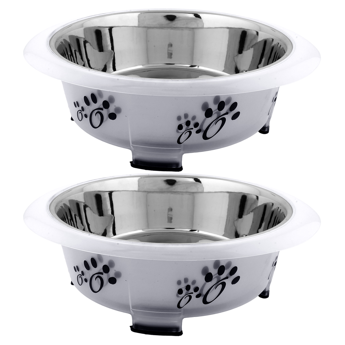 Iconic Pet 51765 28 Oz Color Splash Designer Oval Fusion Bowl Medium For Dog & Cat, Gray Set Of 2 - 3.5 Cups