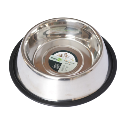 Iconic Pet 92009 8 Oz Stainless Steel Non - Skid Pet Bowl For Dog Or Cat - 1 Cup