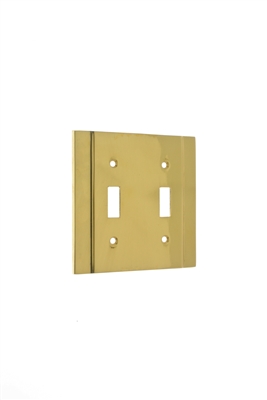 Heavy Cast Double Switch Plate, Polished Brass