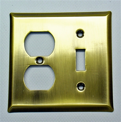 28020-003 Square Double Combo Plate, Polished Brass