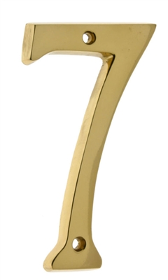 6 In. Cast Solid Brass House Number 7, Polished Brass