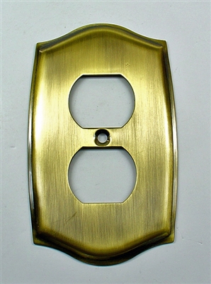 Round Single Receptacle Plate, Polished Brass