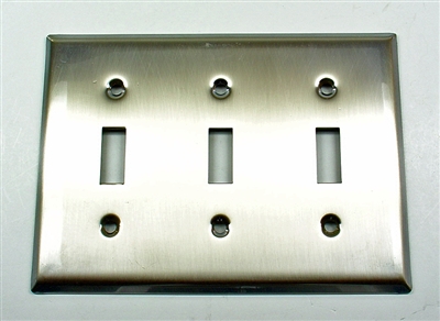 Square Triple Switch Plate, Antique Brass