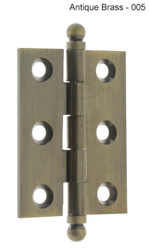 3 X 2 In. Solid Brass Cabinet Hinge With Ball Tips - Antique Brass, Pair