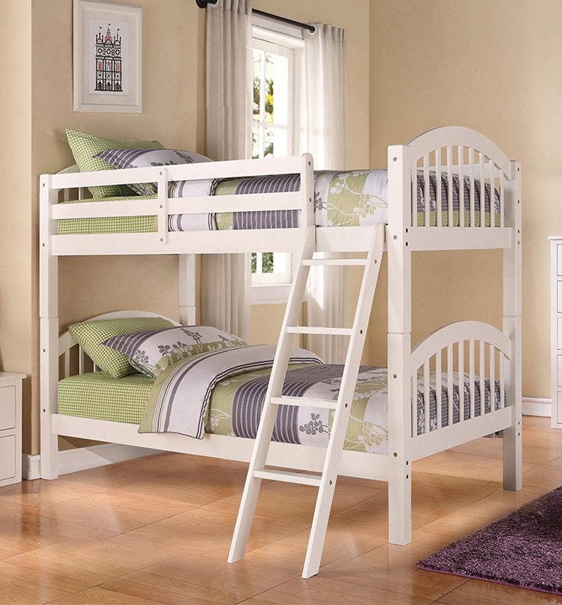 B125w Arched Twin & Twin Bunk Bed - White