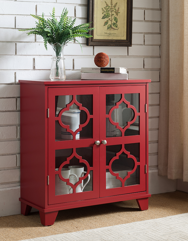 R1220 28 X 26 X 12 In. Wood Door Console Table - Red
