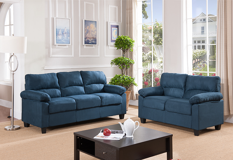 910bu-l 37 X 56 X 31 In. Living Room Love Seat - Blue