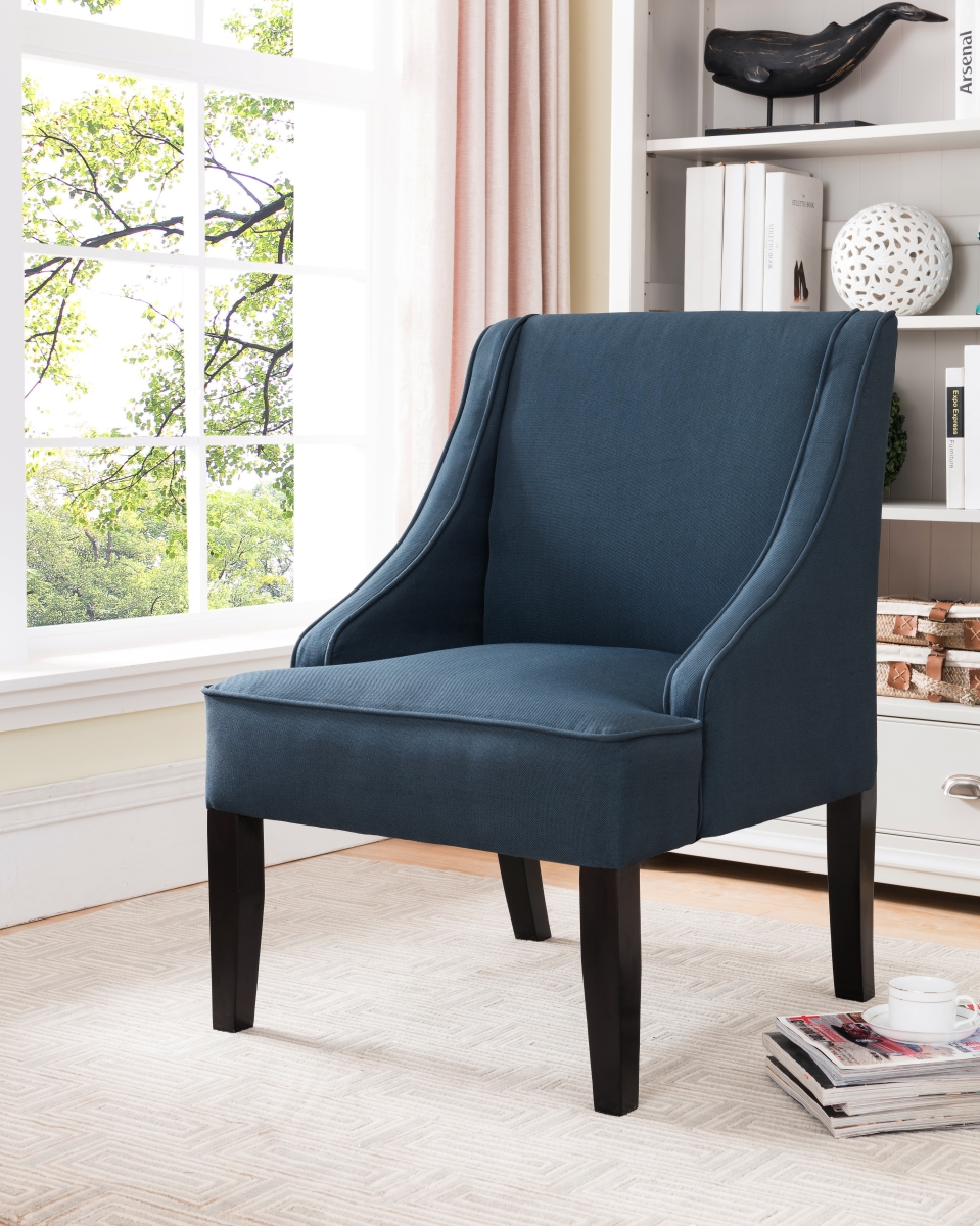 Ac6298 Upholstered Fabric Accent Chair - Dark Blue