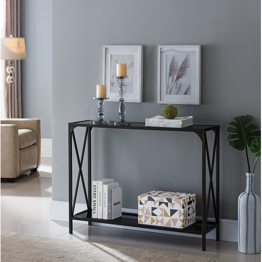 Tristate Apartment Furnishres C1502 Kandin Console Table - Black & Pewter, 32 X 42 X 12 In.