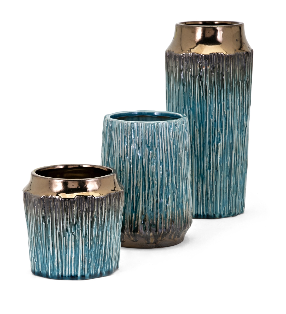 Imax 13733-3 Brenton Vases, Teal - Set Of 3