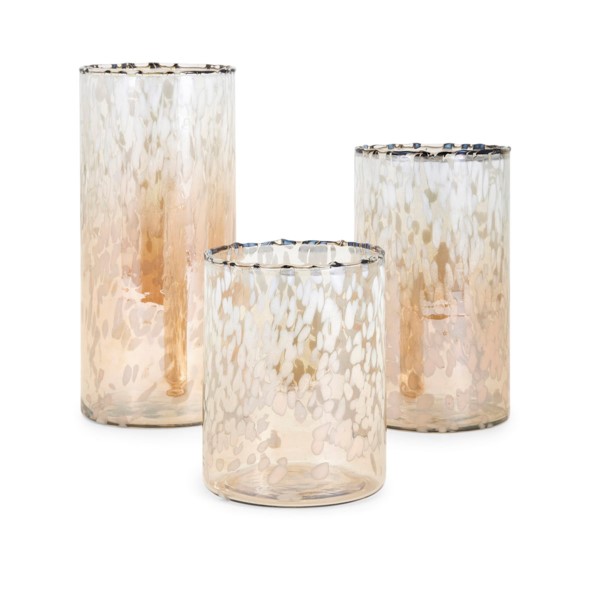 Imax 13841-3 Trisha Yearwood Luxe Glass Hurricanes, Gold - Set Of 3