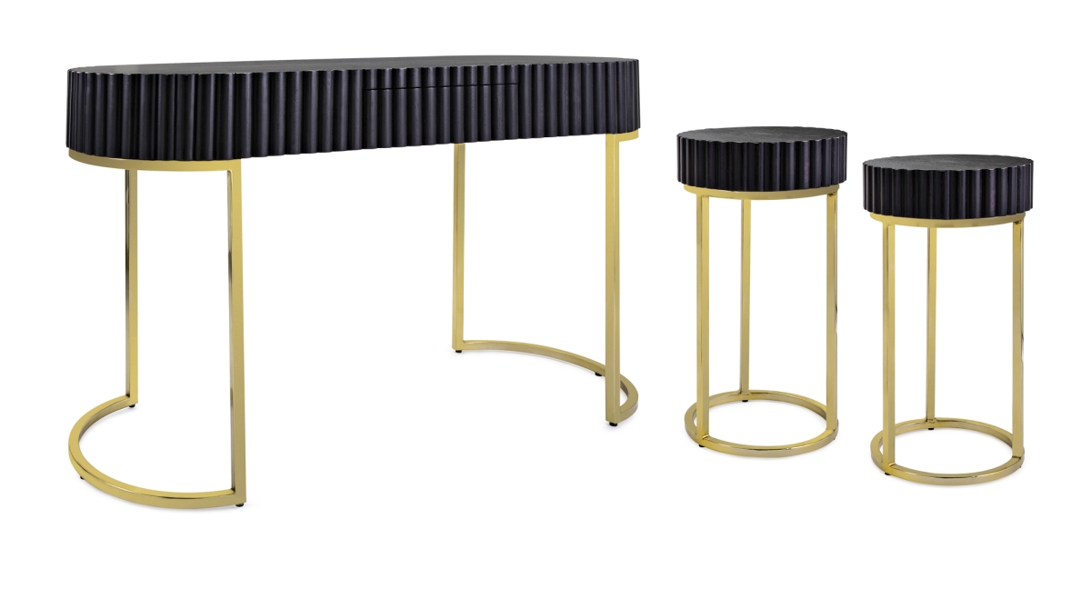 Imax 14785-3 Dulani Console And Side Tables, Black - Set Of 3
