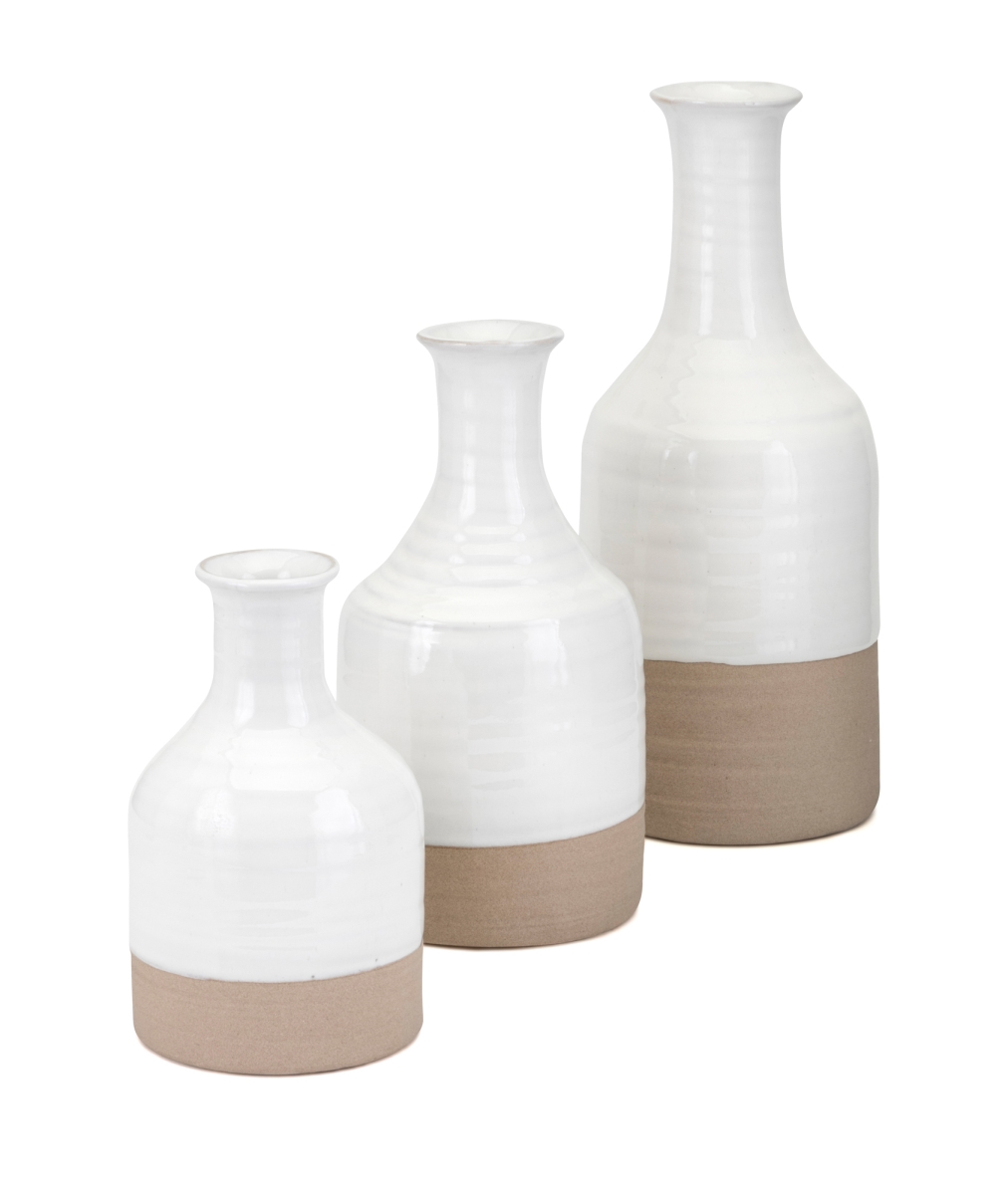 Athena Vases, White - Set Of 3