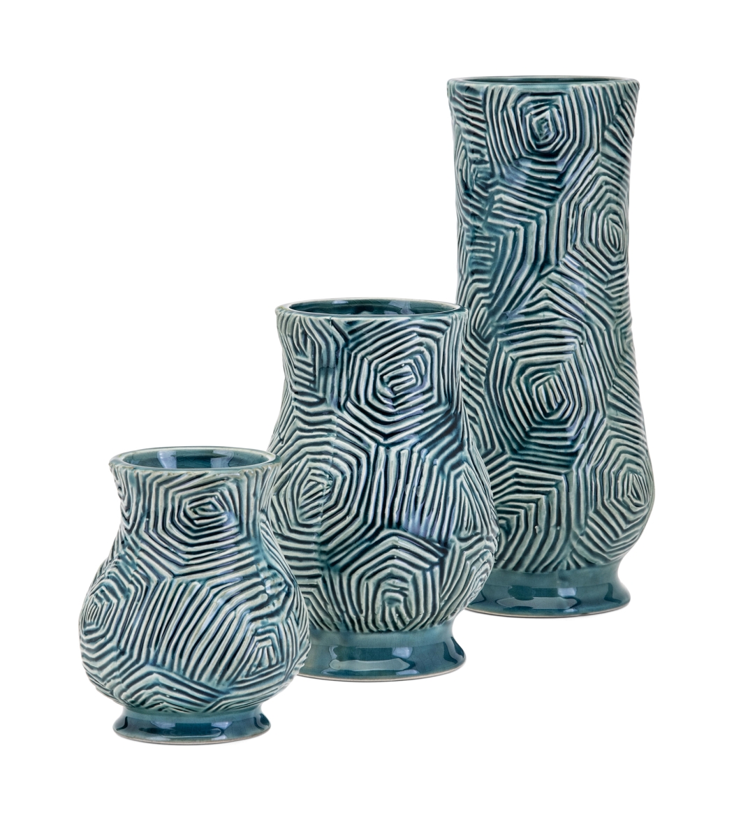 Imax 25536-3 Nebat Vases, Teal - Set Of 3