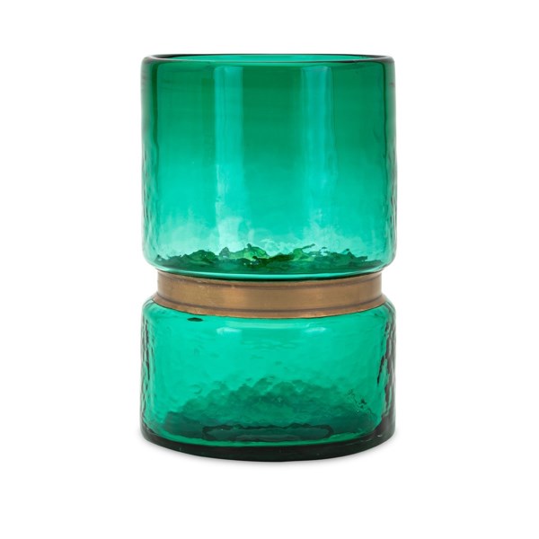 Imax 40914 Caspine Glass & Metal Vase, Green - Large