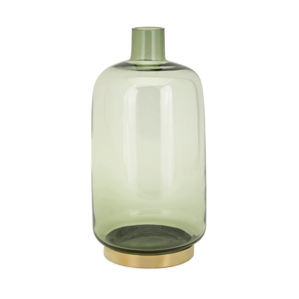 Imax 40916 Sage Glass & Metal Vase, Gray - Large