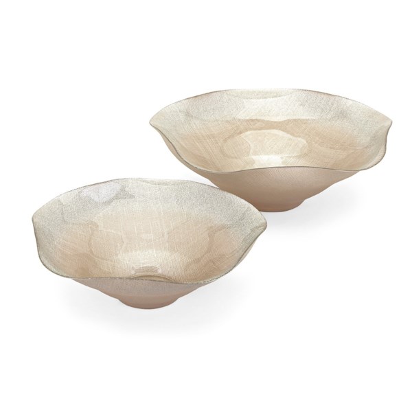 Imax 83918-2 Zinnia Glass Bowls, Beige - Set Of 2