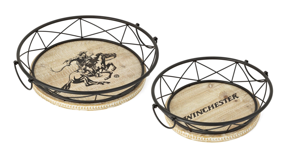 Imax 11527-2 Winchester Round Trays - Set Of 2