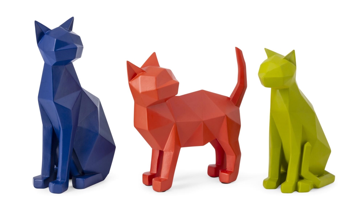 Imax 23408-3 Origami Cat Statuaries - Set Of 3