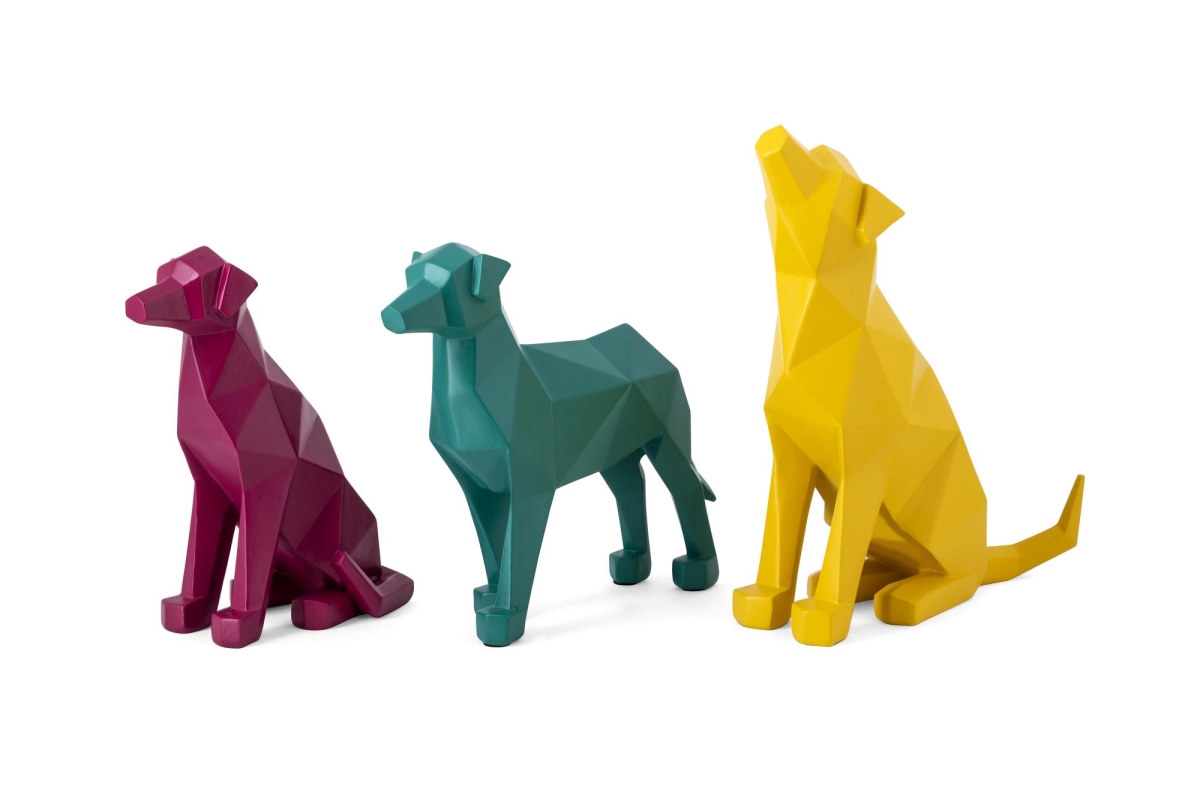 Imax 23412-3 Origami Dog Statuaries - Set Of 3