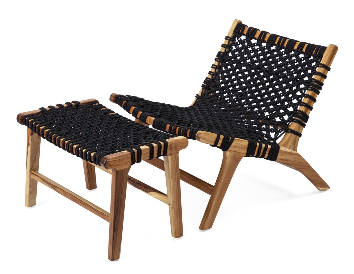Imax 23438-2 Phillips Woven Teak Chair With Ottoman - Set