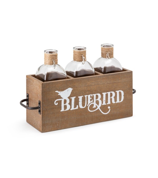 Imax 28938 Trisha Yearwood Bluebird Three Bottles In Wood Caddy