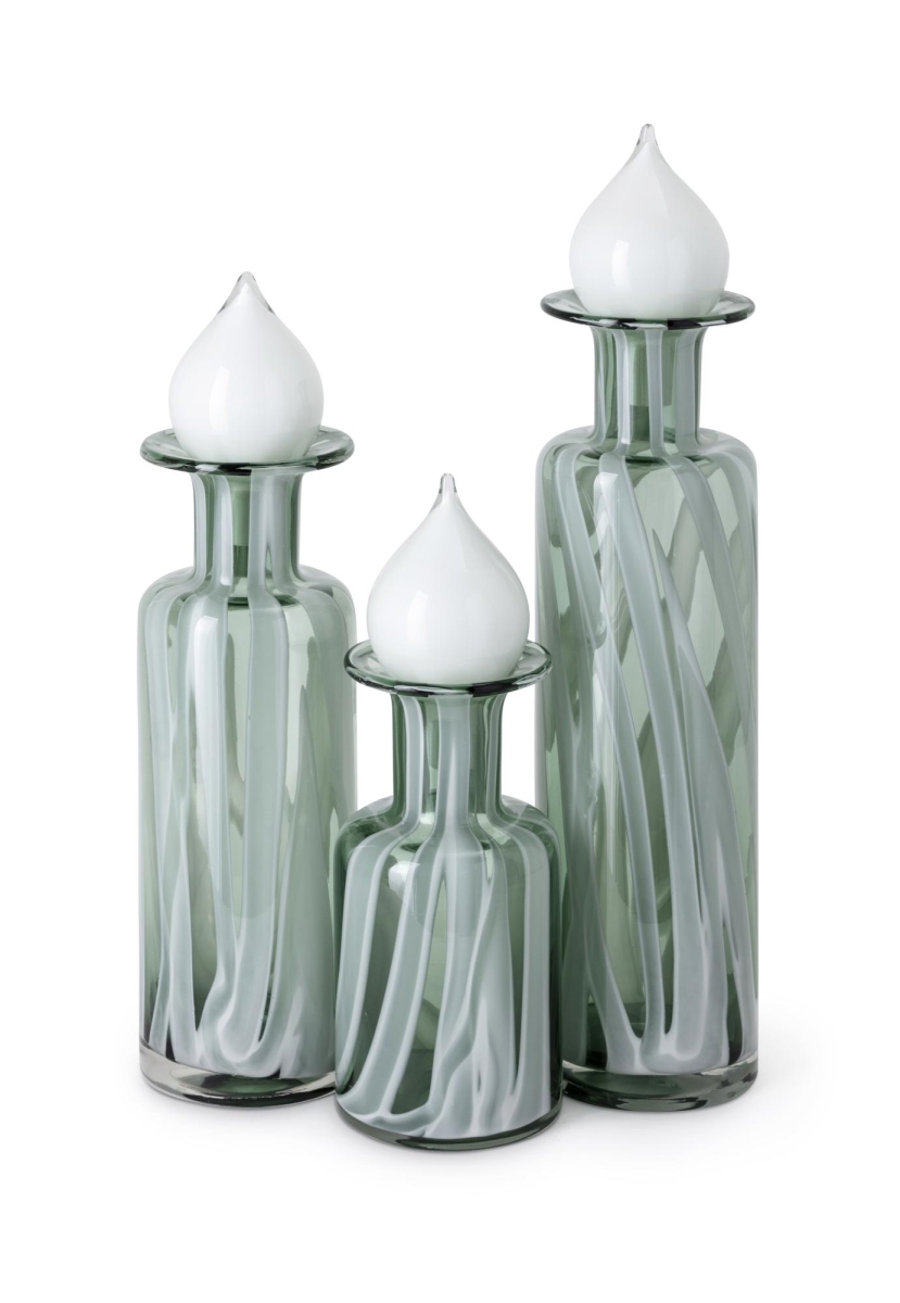 Imax 48235-3 Wells Art Glass Bottles With Stopper - Set Of 3