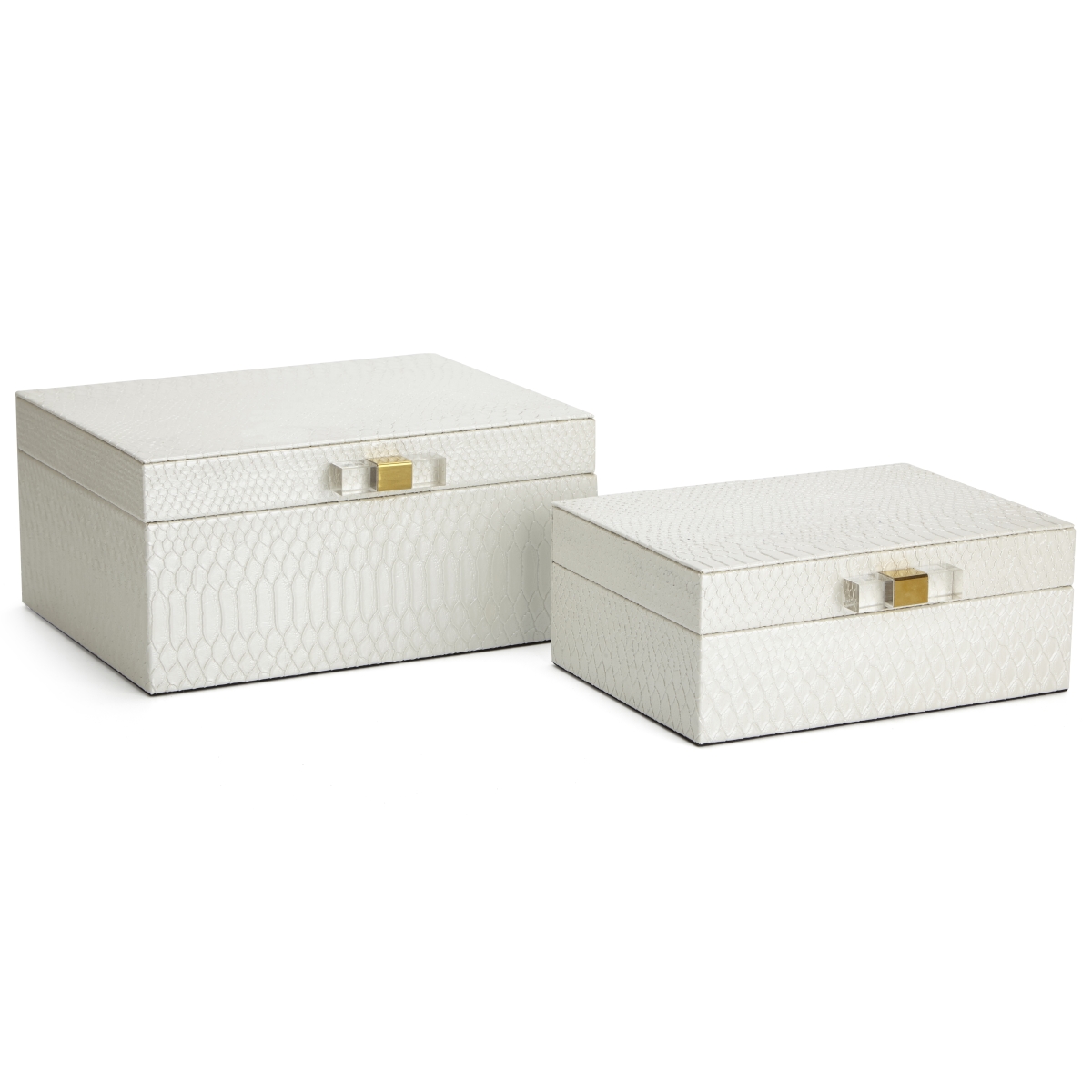 Imax Z65572-2 Helga White Jewelry Boxes - Set Of 2