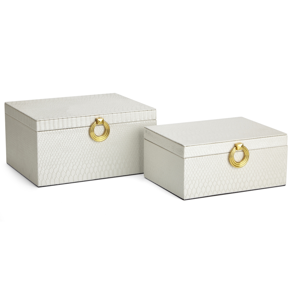 Imax Z65591-2 Oscar White Jewelry Boxes - Set Of 2