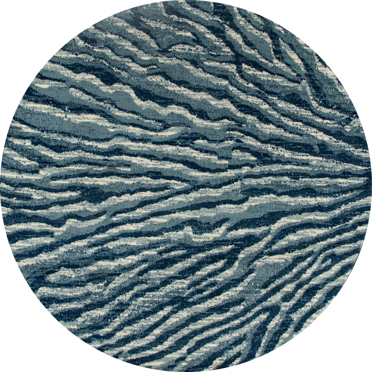 25894 5 Ft. Troy Collection Ripple Woven Round Area Rug, Blue