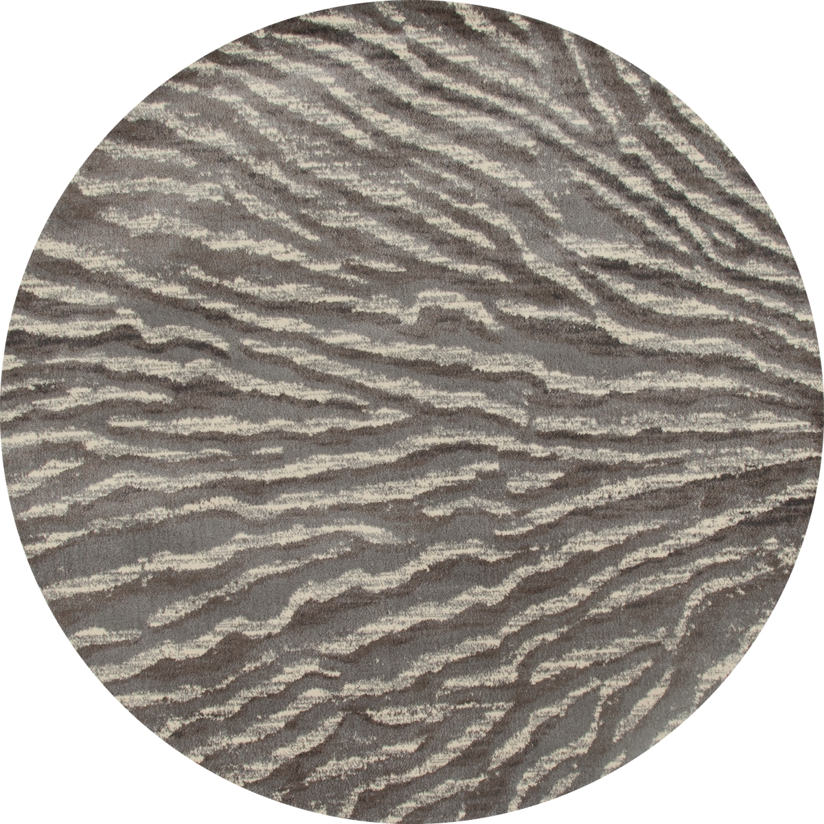 25986 5 Ft. Troy Collection Ripple Woven Round Area Rug, Gray