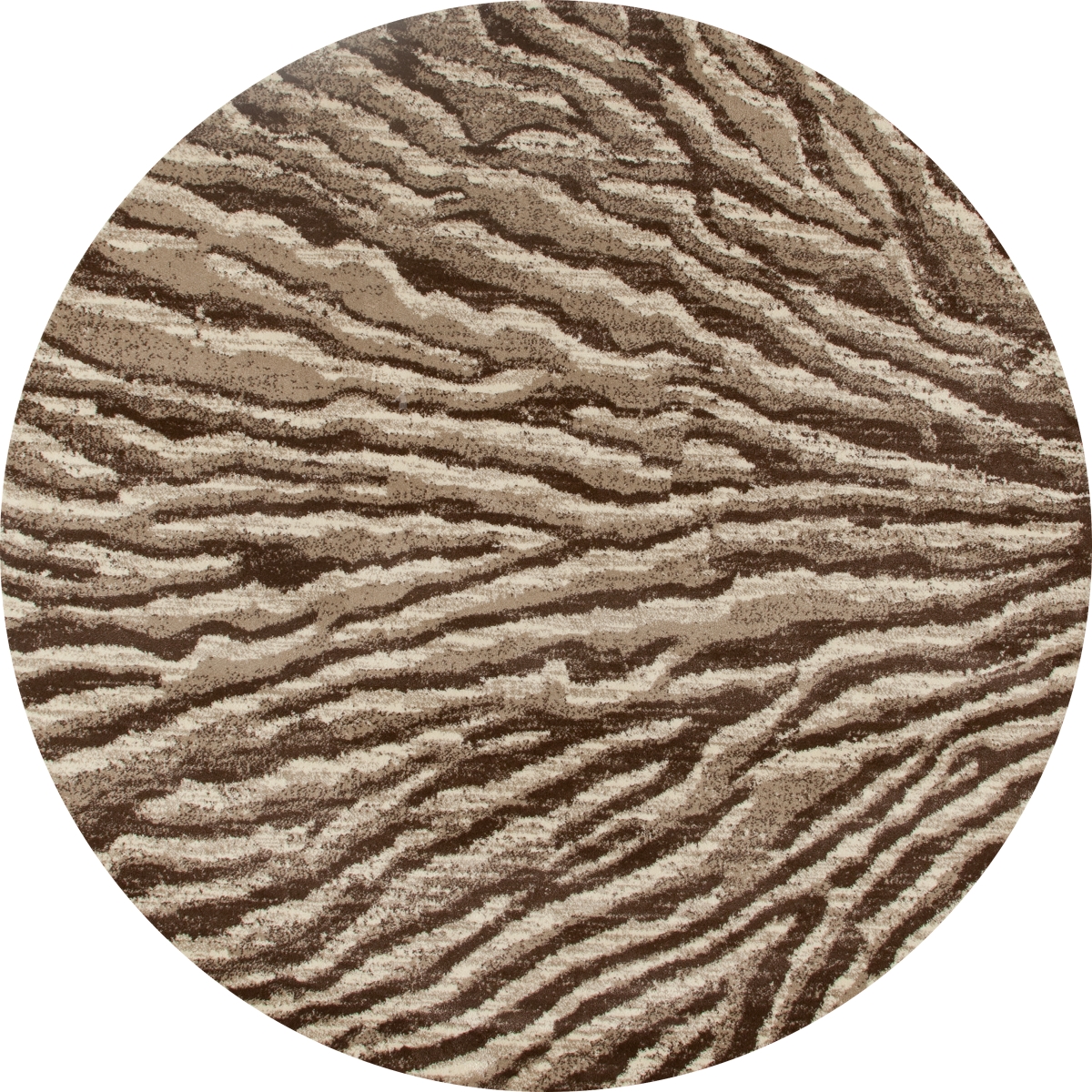 26075 5 Ft. Troy Collection Ripple Woven Round Area Rug, Beige