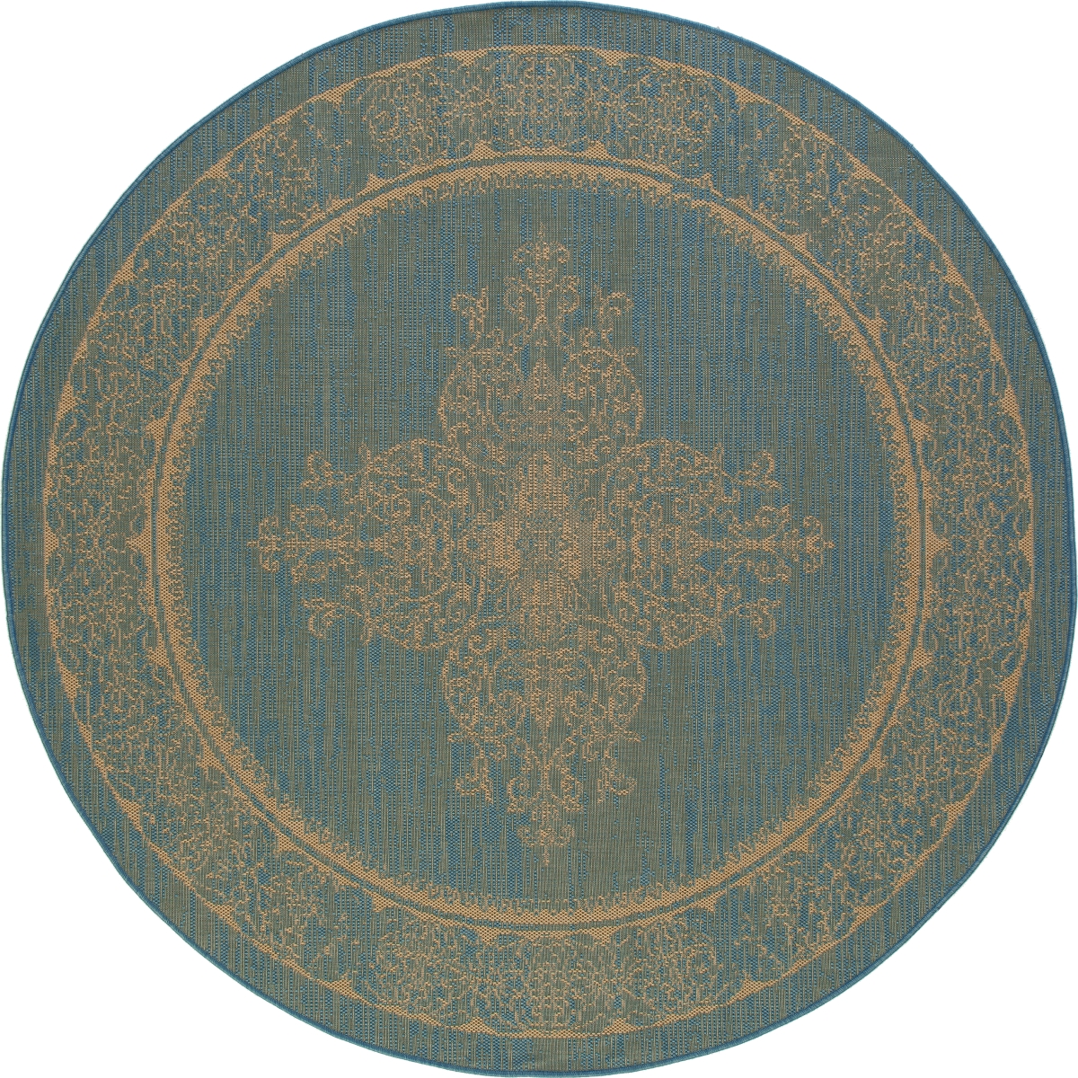 29298 8 Ft. Plymouth Collection Nest Flat Woven Indoor & Outdoor Round Area Rug, Blue
