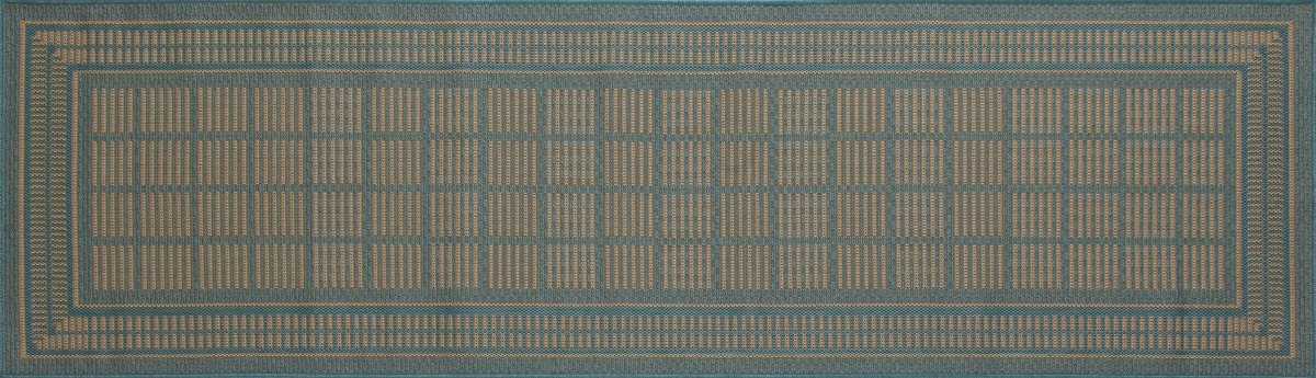29373 3 X 9 Ft. Plymouth Collection Basket Flat Woven Indoor & Outdoor Area Rug Runner, Blue