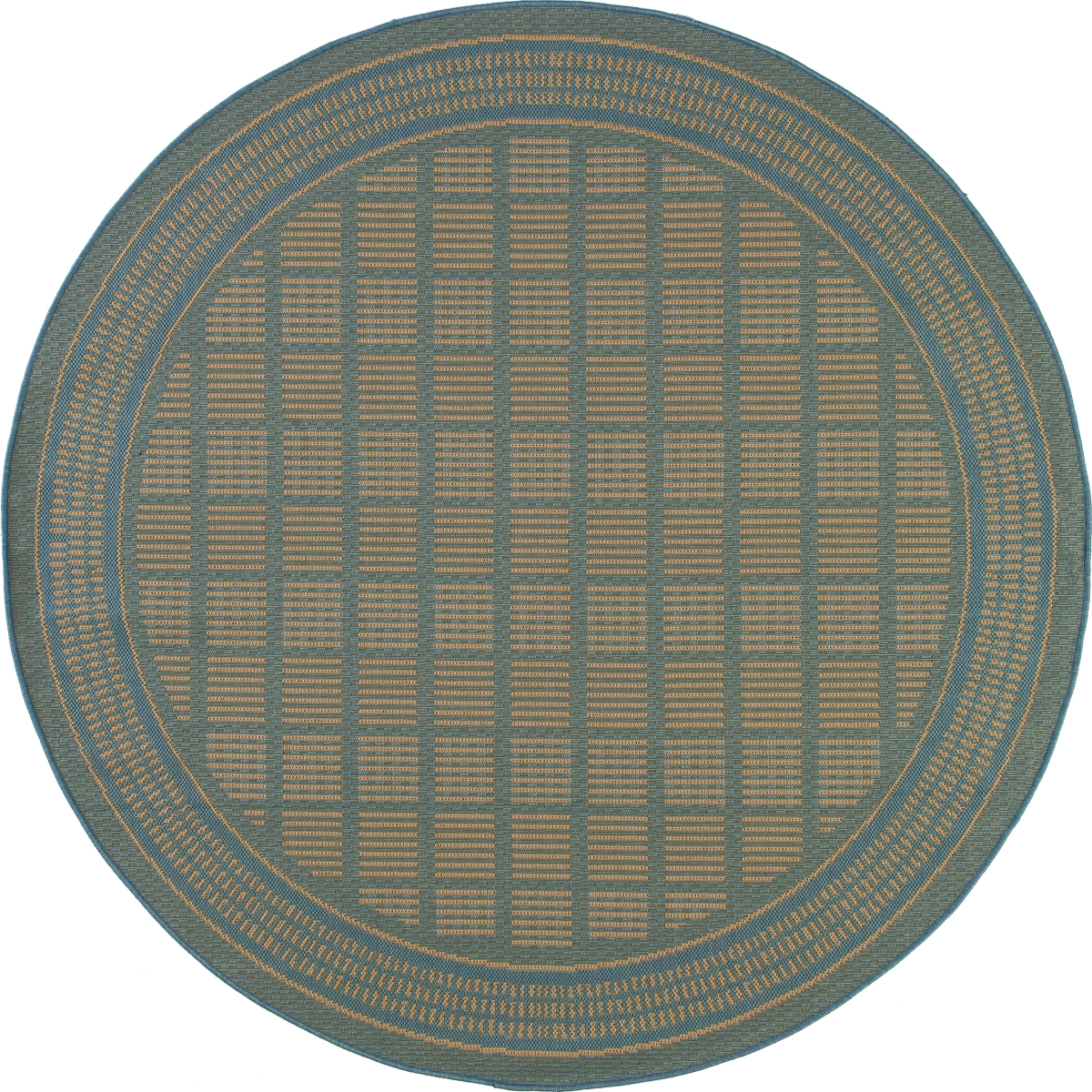 29380 8 Ft. Plymouth Collection Basket Flat Woven Indoor & Outdoor Round Area Rug, Blue