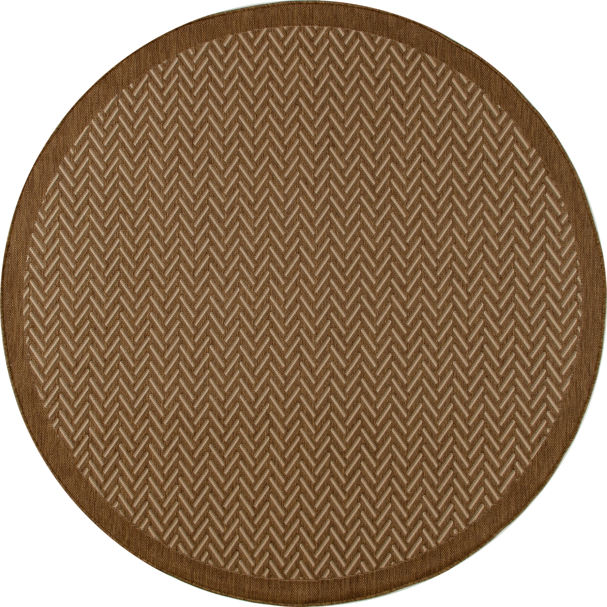 30379 8 Ft. Plymouth Collection Bayou Flat Woven Indoor & Outdoor Round Area Rug, Brown