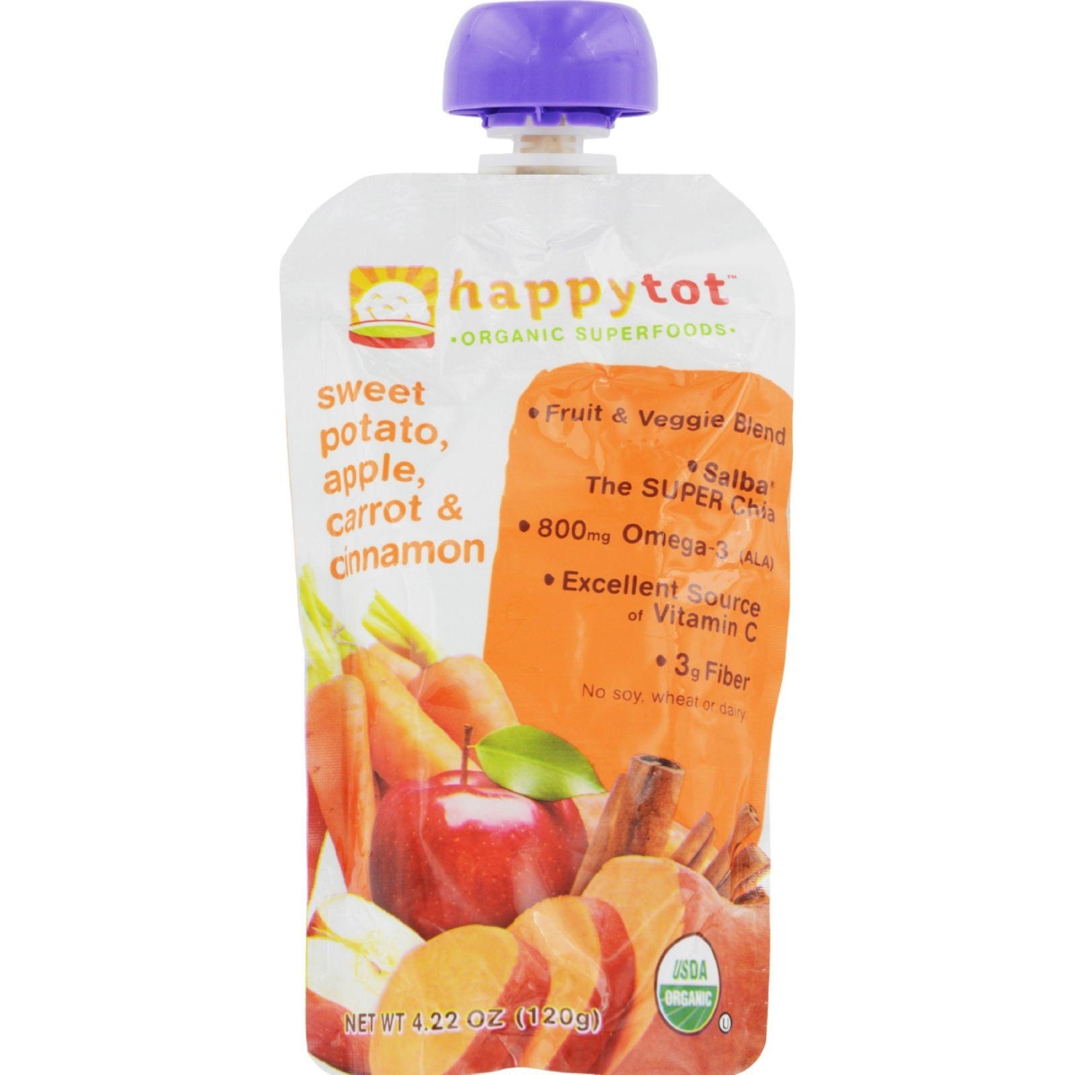 4.22 Oz Happytot Organic Superfoods Sweet Potato Apple Carrot & Cinnamon, Case Of 16