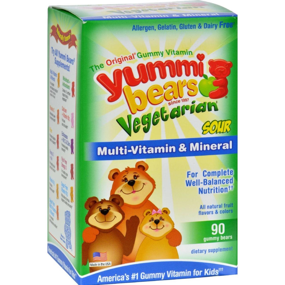 Hg0394312 Yummi Bears Multi-vitamin & Mineral Vegetarian Fruit, 90 Gummy Bears