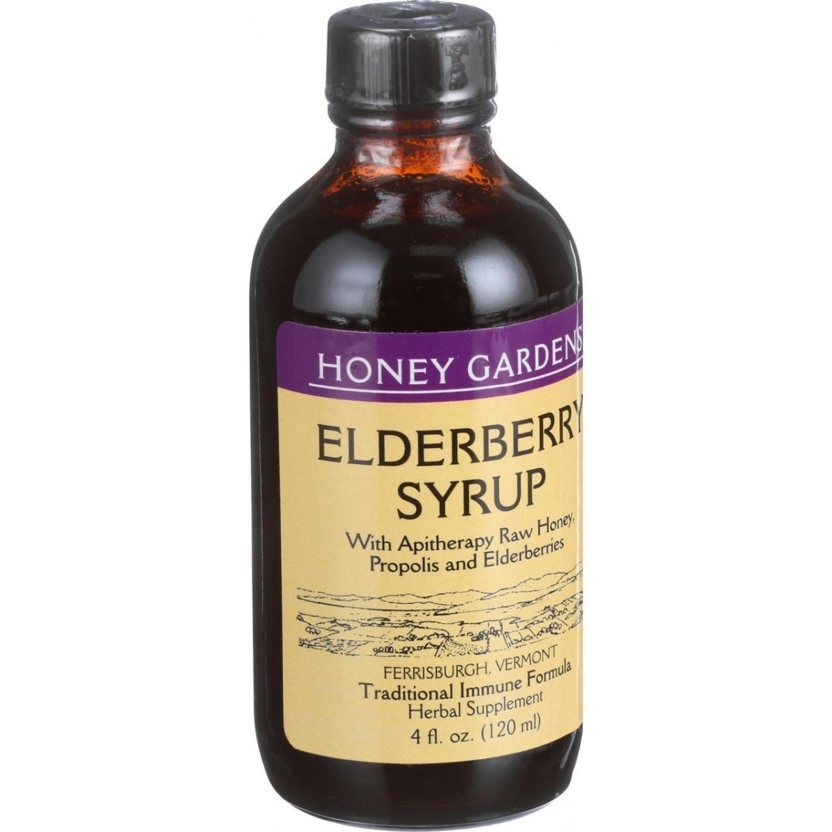 Hg0311498 4 Oz Elderberry Syrup With Apitherapy Raw Honey, Propolis & Elderberries - Cough