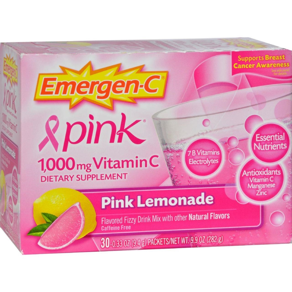 Alacer Hg0351148 1000 Mg Emergen-c Vitamin C Fizzy Drink Mix - Pink Lemonade, 30 Packets