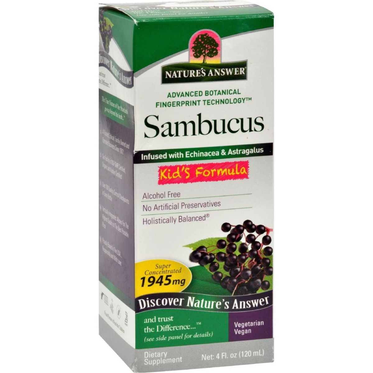 Natures Answer Hg0405506 4 Fl Oz Sambucus Nigra Black Elder Berry Extract Kids Formula